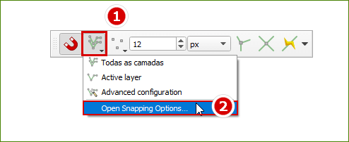 Acesse as opções de Ajuste do QGIS 3