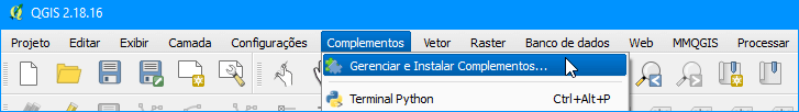 Acesso aos Complementos do QGIS
