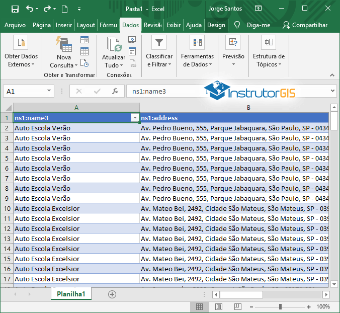 Presença de registros duplicados na planilha