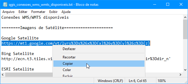 Provedores WMS para visualização no QGIS