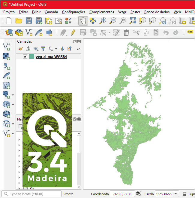 QGIS 3.4. Dados da vegetação para o estado do Maranhão-MA.