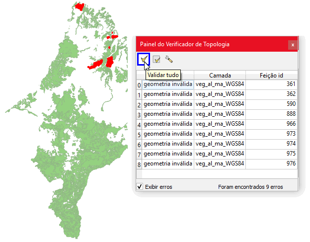 As geometiras inválidas foram detectadas.